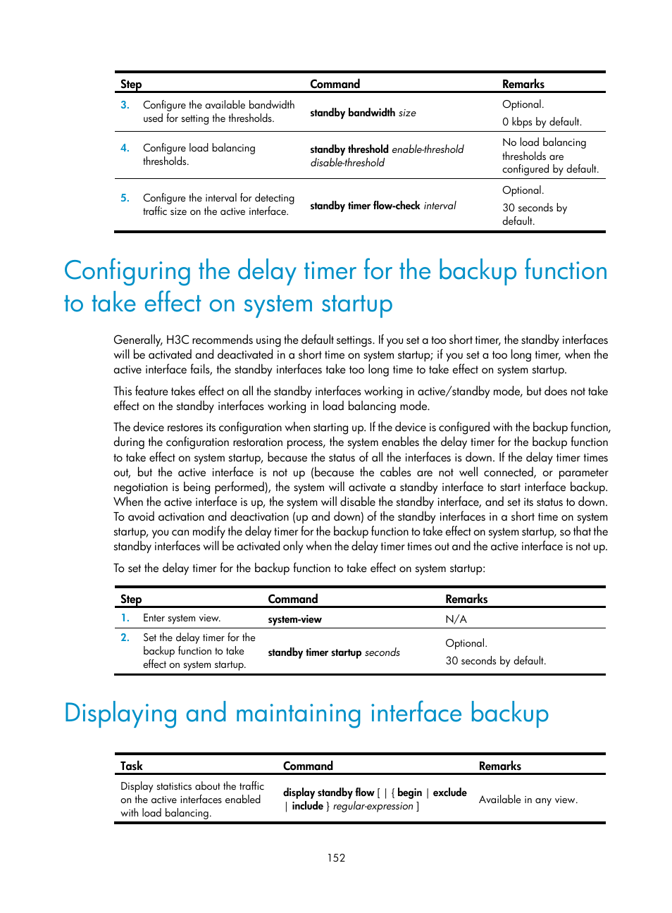 Displaying and maintaining interface backup | H3C Technologies H3C SecBlade LB Cards User Manual | Page 160 / 165