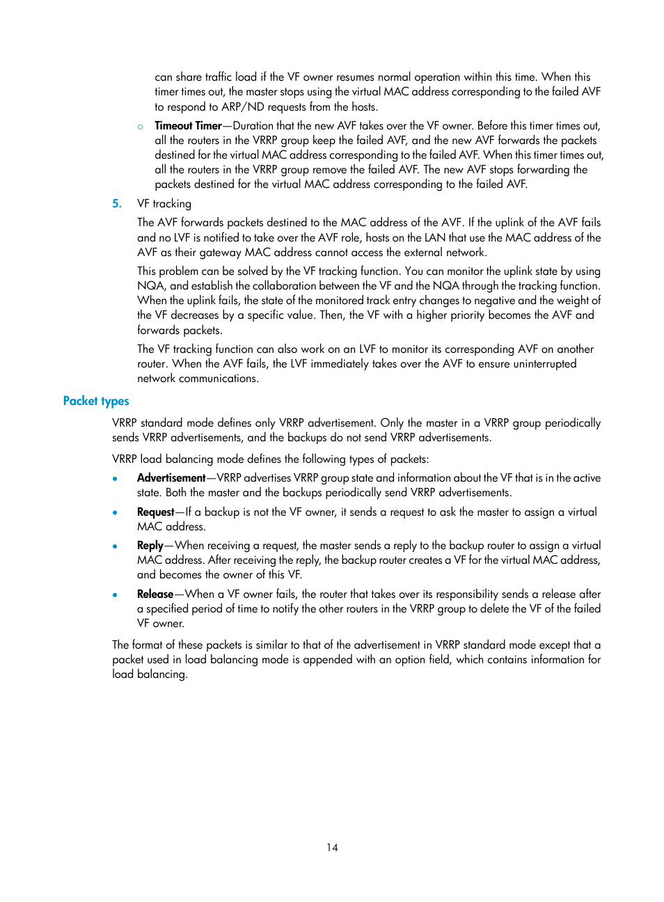 Packet types | H3C Technologies H3C SecBlade LB Cards User Manual | Page 22 / 165