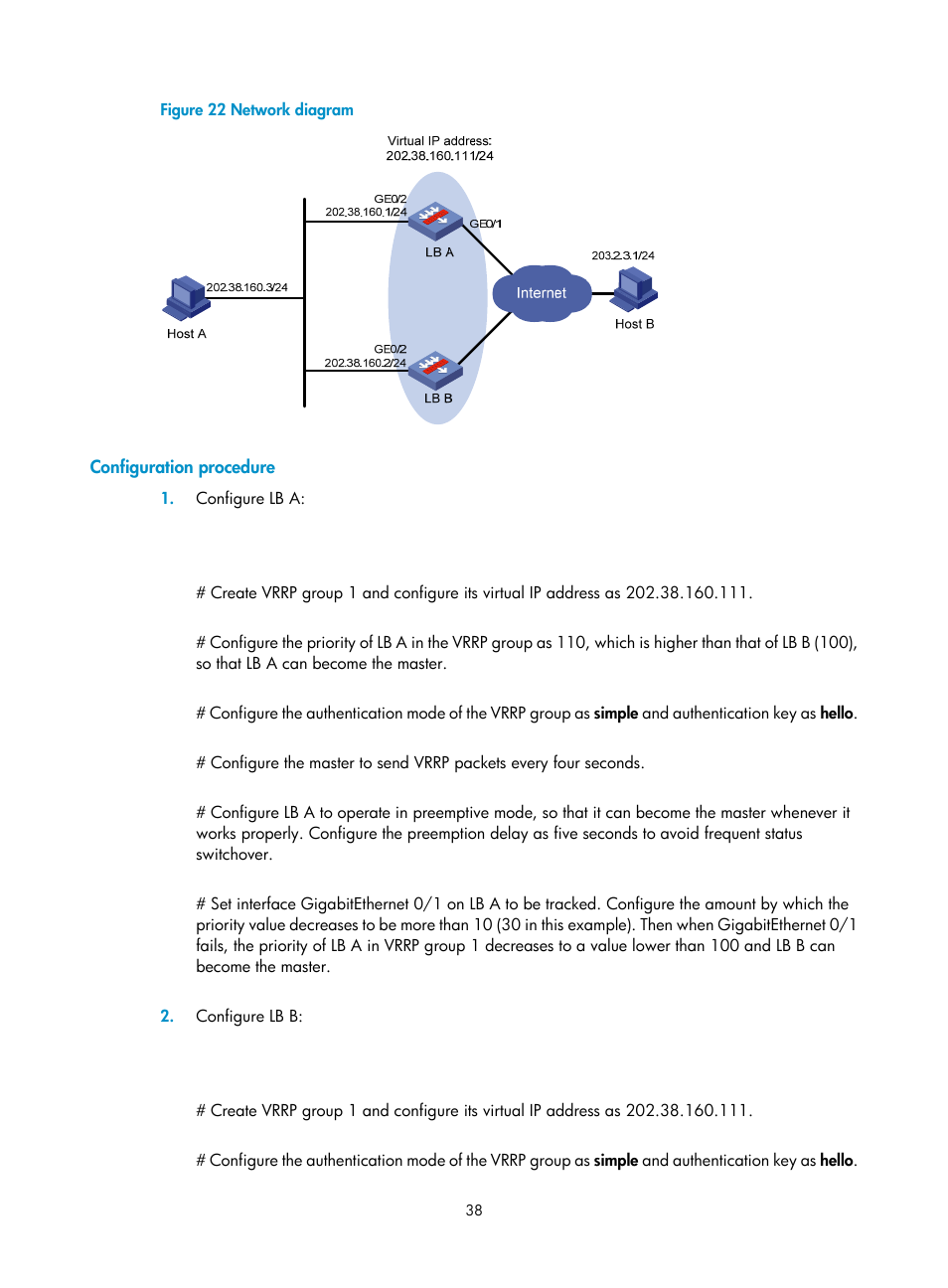 Configuration procedure | H3C Technologies H3C SecBlade LB Cards User Manual | Page 46 / 165