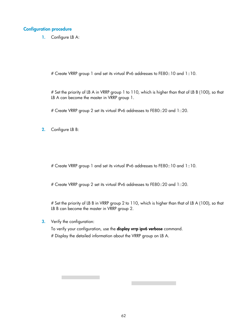 Configuration procedure | H3C Technologies H3C SecBlade LB Cards User Manual | Page 70 / 165