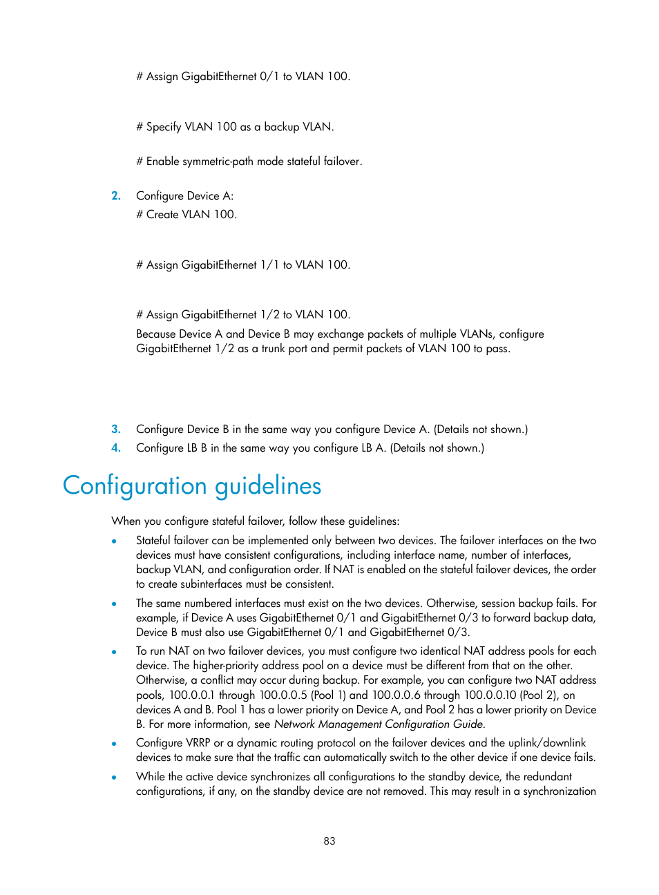 Configuration guidelines | H3C Technologies H3C SecBlade LB Cards User Manual | Page 91 / 165