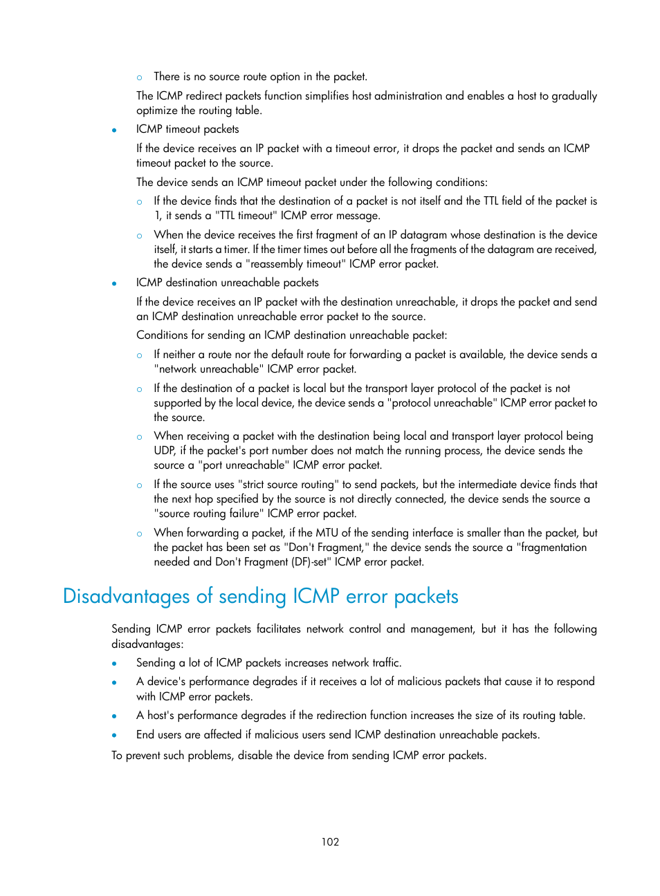 Disadvantages of sending icmp error packets | H3C Technologies H3C SecBlade LB Cards User Manual | Page 111 / 114