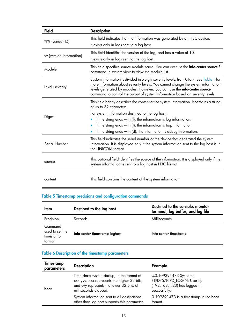 Table 5, Table 6, For m | H3C Technologies H3C SecBlade LB Cards User Manual | Page 22 / 114