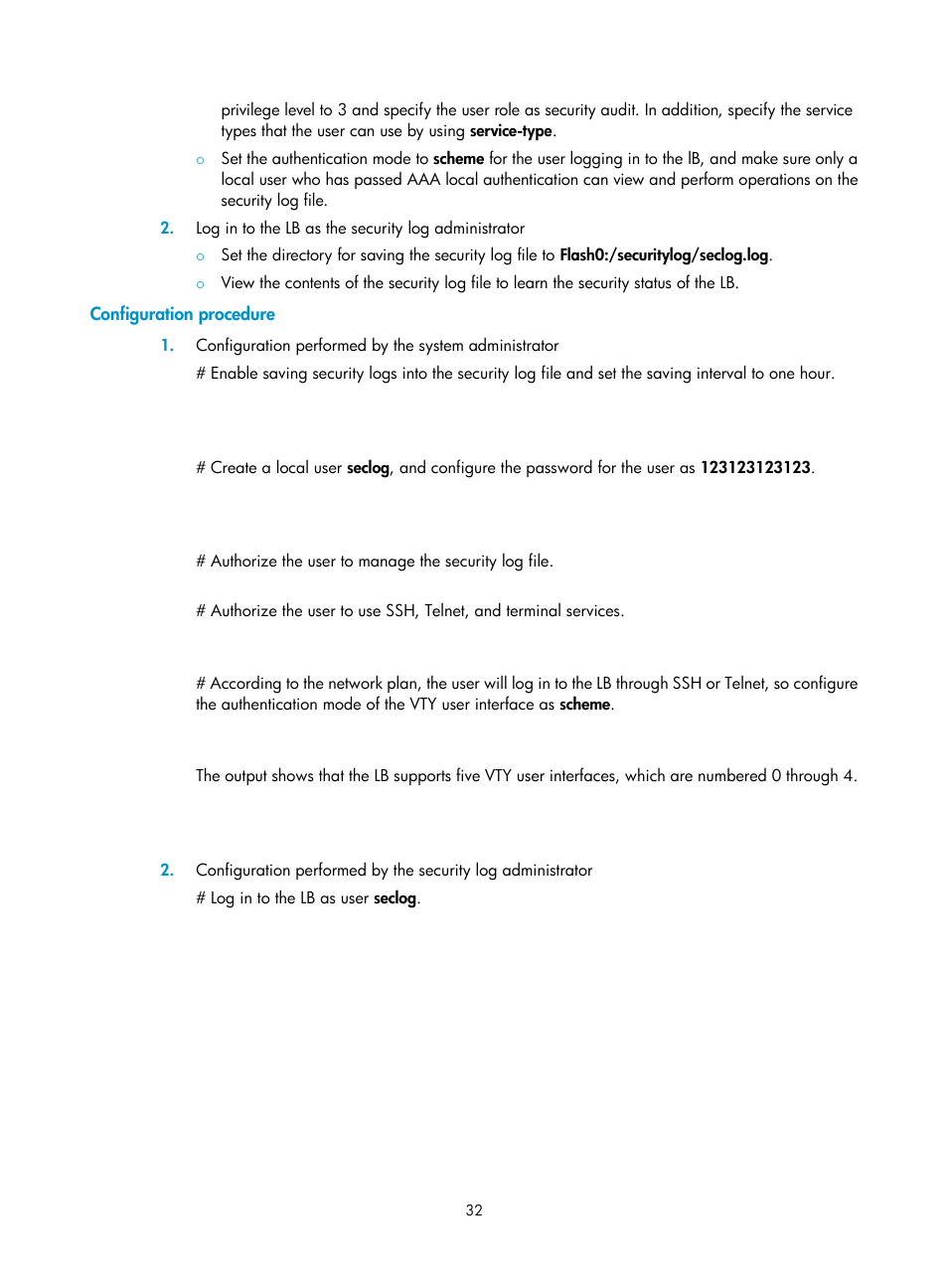 Configuration procedure | H3C Technologies H3C SecBlade LB Cards User Manual | Page 41 / 114