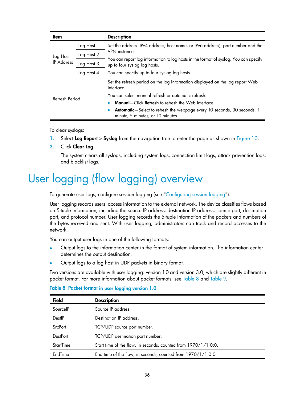 User logging (flow logging) overview | H3C Technologies H3C SecBlade LB Cards User Manual | Page 45 / 114