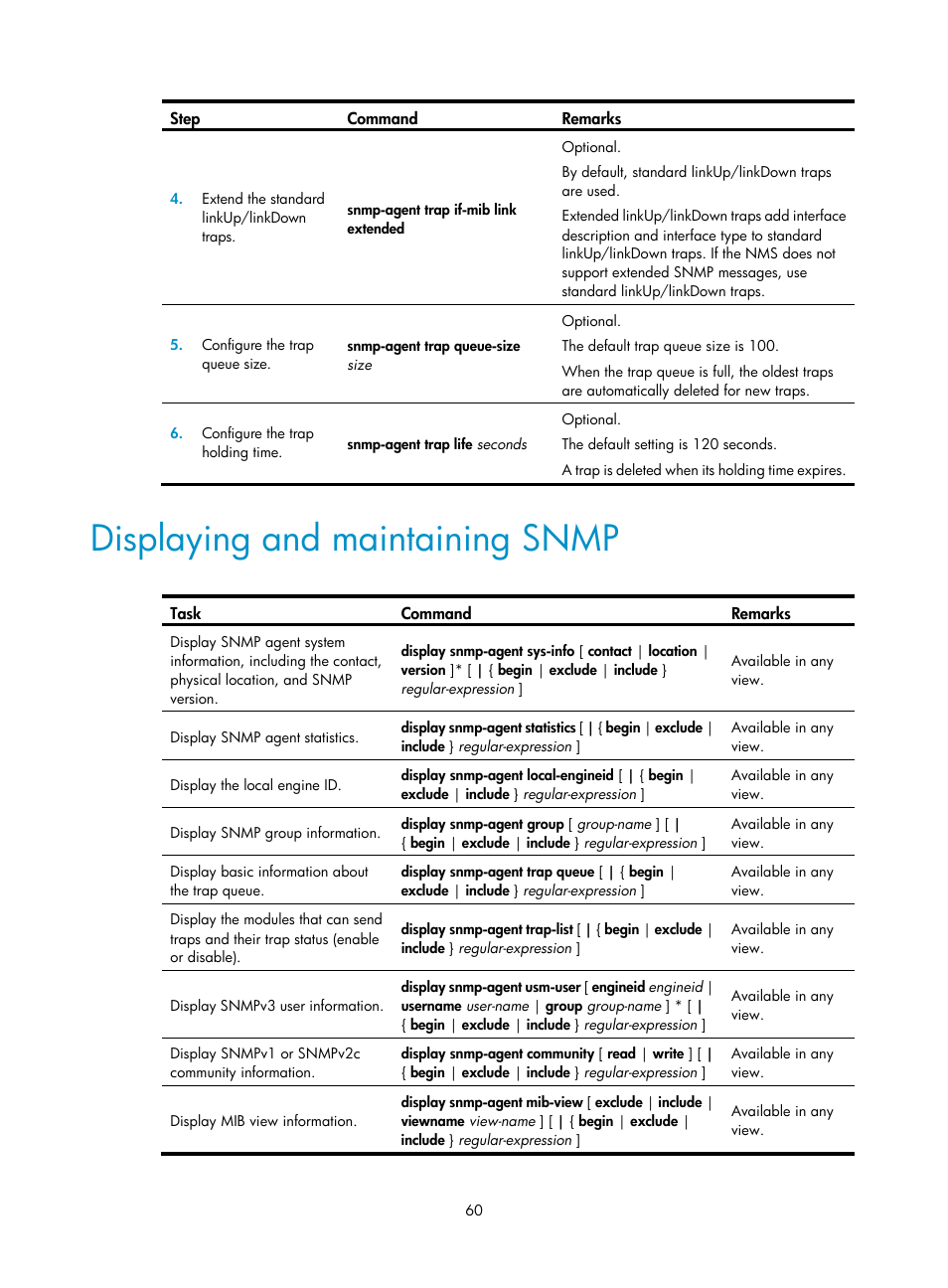 Displaying and maintaining snmp | H3C Technologies H3C SecBlade LB Cards User Manual | Page 69 / 114