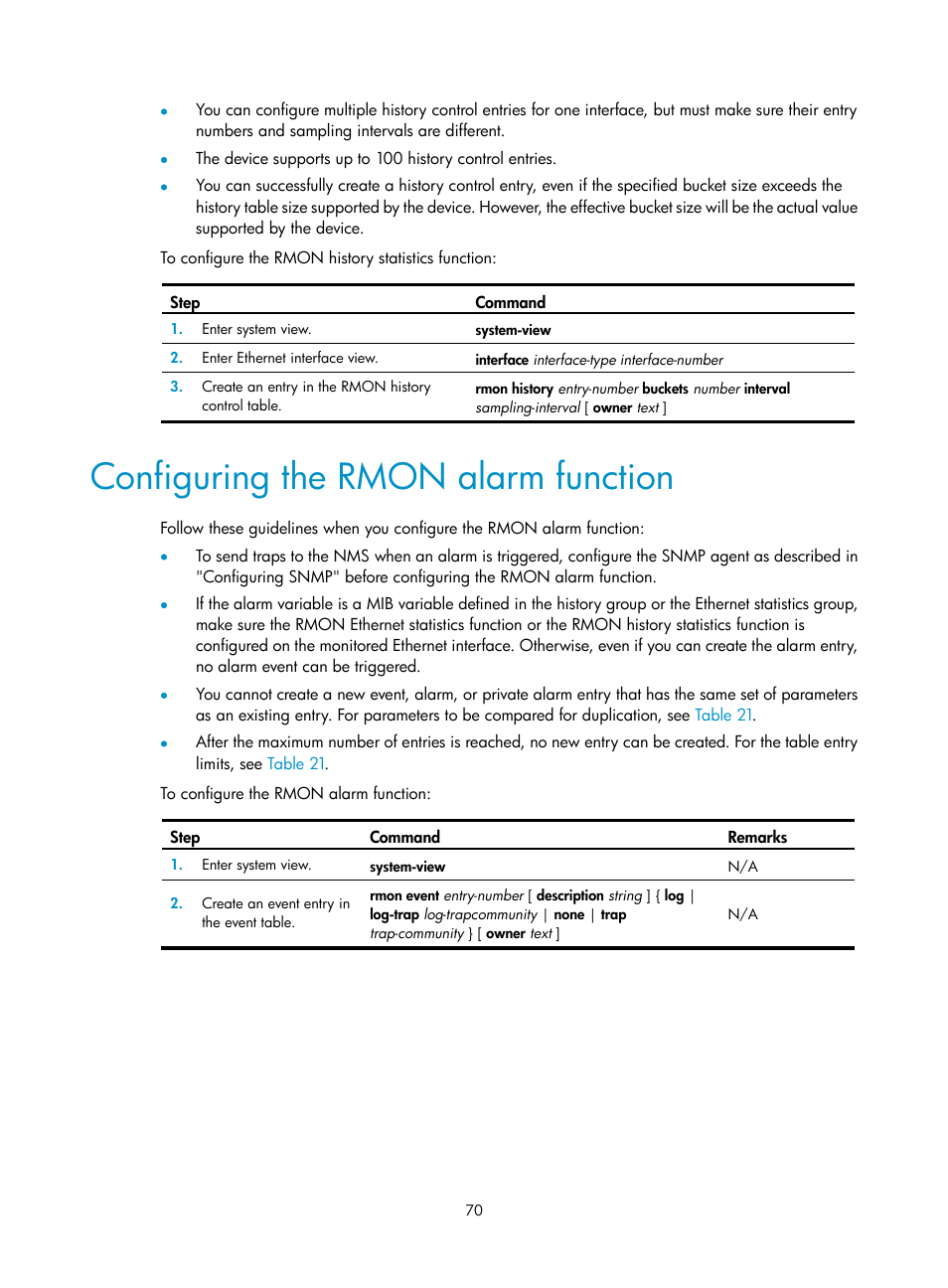 Configuring the rmon alarm function | H3C Technologies H3C SecBlade LB Cards User Manual | Page 79 / 114