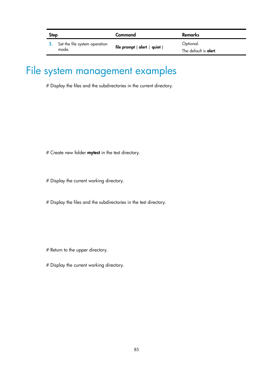 File system management examples | H3C Technologies H3C SecBlade LB Cards User Manual | Page 94 / 114