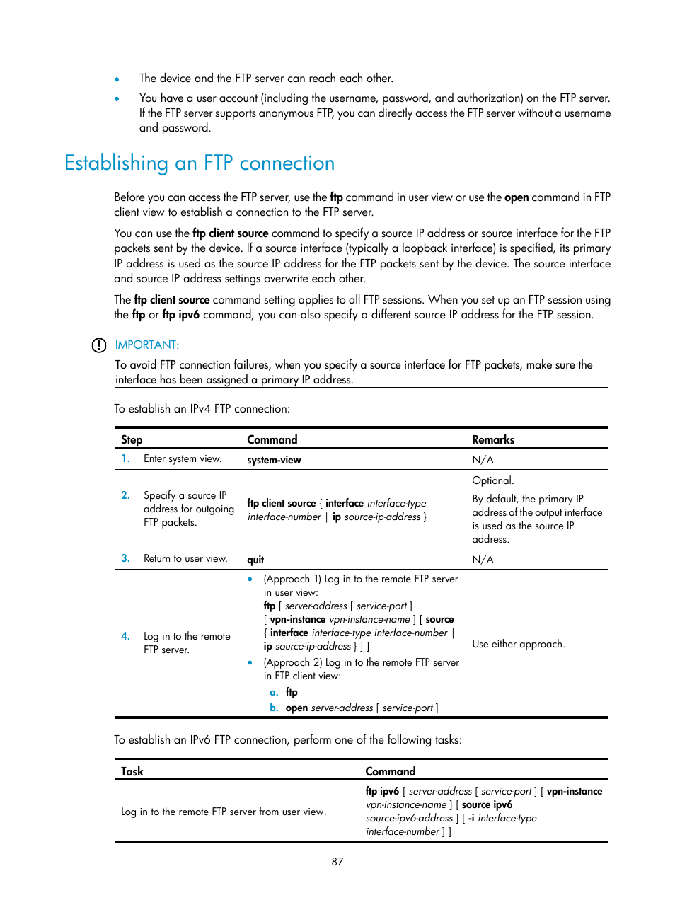 Establishing an ftp connection | H3C Technologies H3C SecBlade LB Cards User Manual | Page 96 / 114