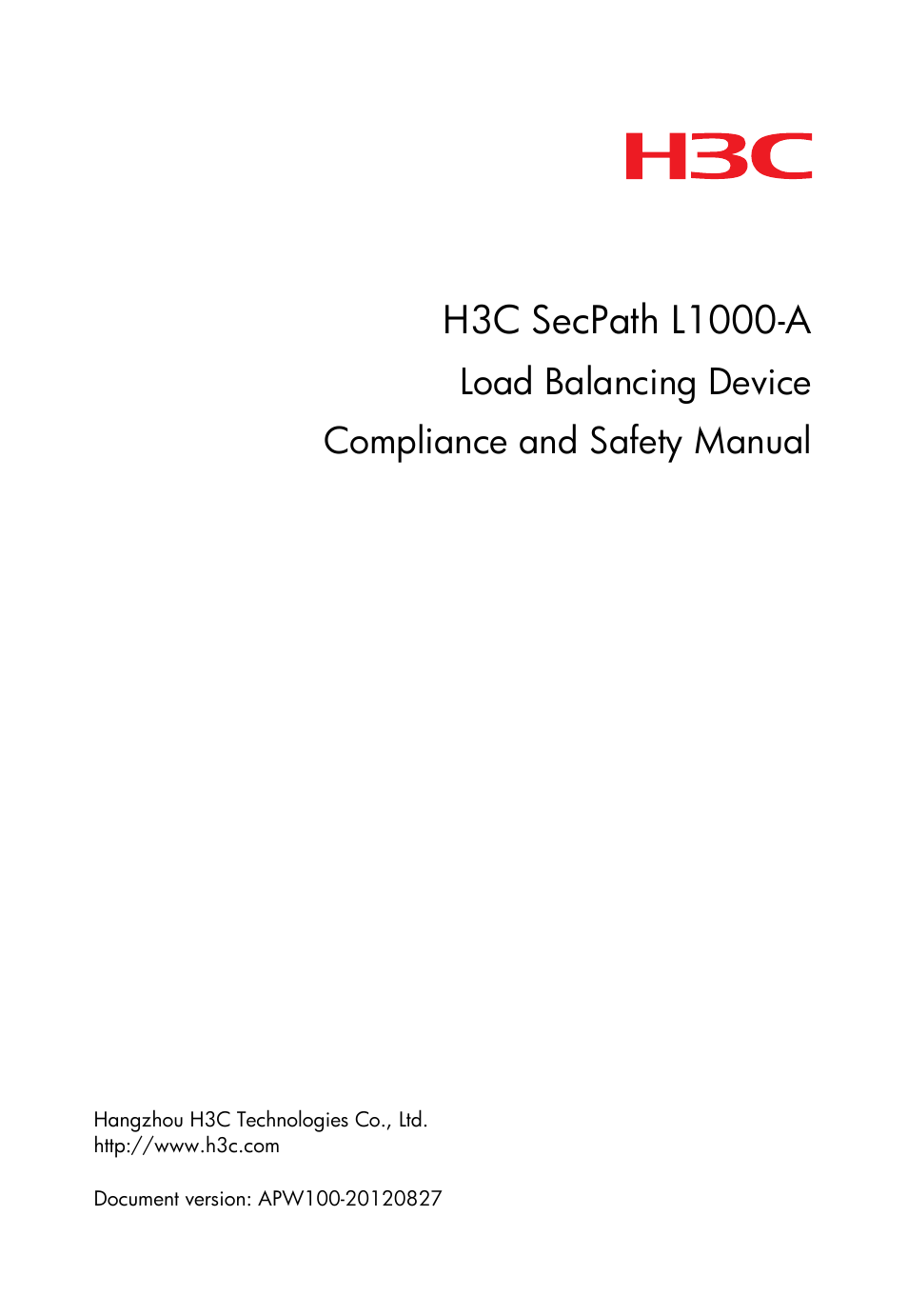 H3C Technologies H3C SecPath L1000-A Load Balancer User Manual | 8 pages