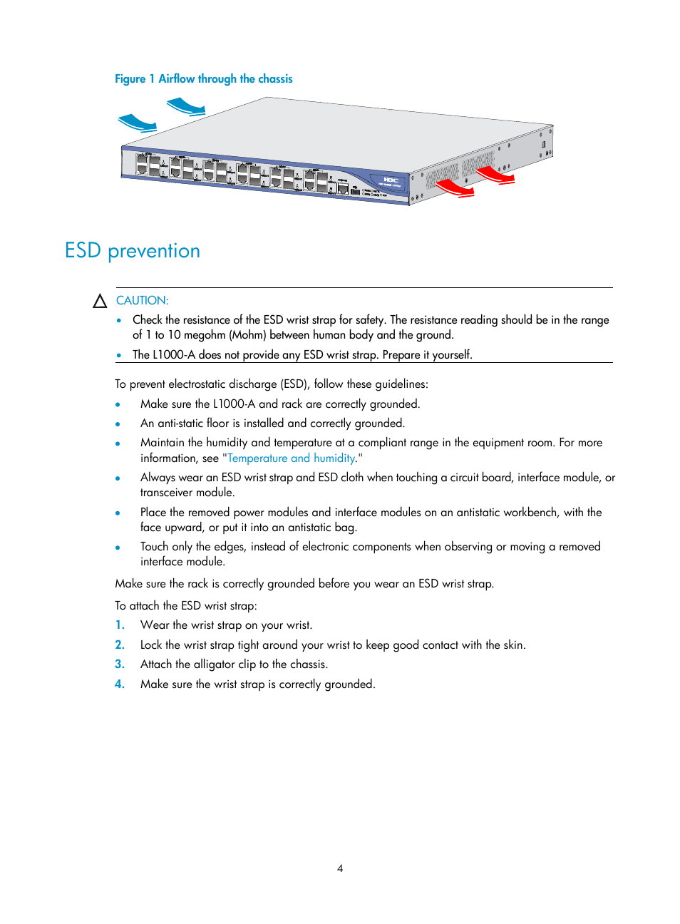 Esd prevention | H3C Technologies H3C SecPath L1000-A Load Balancer User Manual | Page 12 / 84