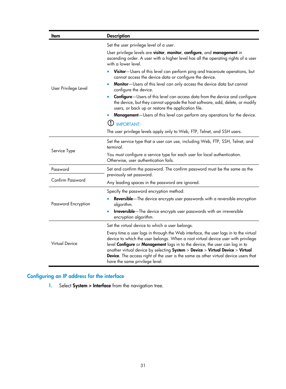 Configuring an ip address for the interface | H3C Technologies H3C SecPath L1000-A Load Balancer User Manual | Page 39 / 84