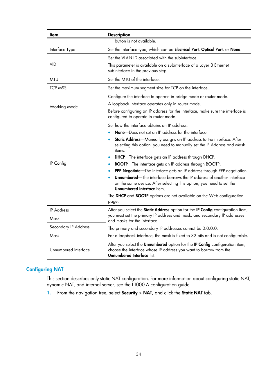 Configuring nat | H3C Technologies H3C SecPath L1000-A Load Balancer User Manual | Page 42 / 84