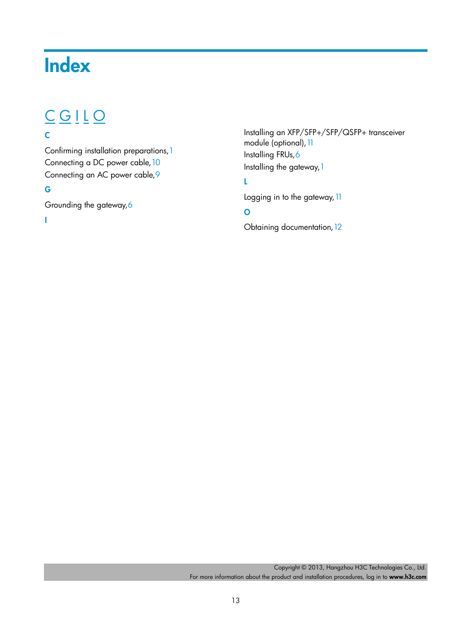 Index | H3C Technologies H3C SecPath M9000 Series User Manual | Page 16 / 16
