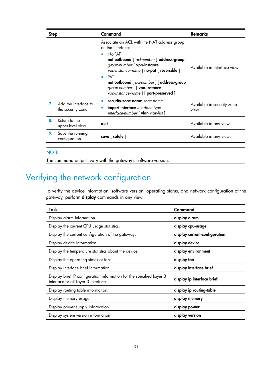 Verifying the network configuration | H3C Technologies H3C SecPath M9000 Series User Manual | Page 39 / 98