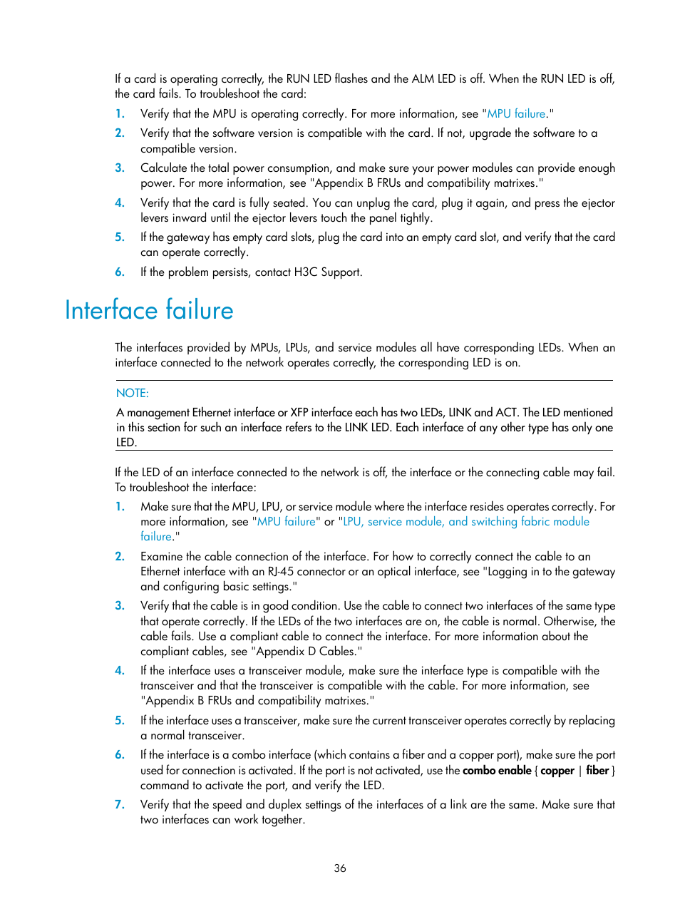 Interface failure | H3C Technologies H3C SecPath M9000 Series User Manual | Page 44 / 98