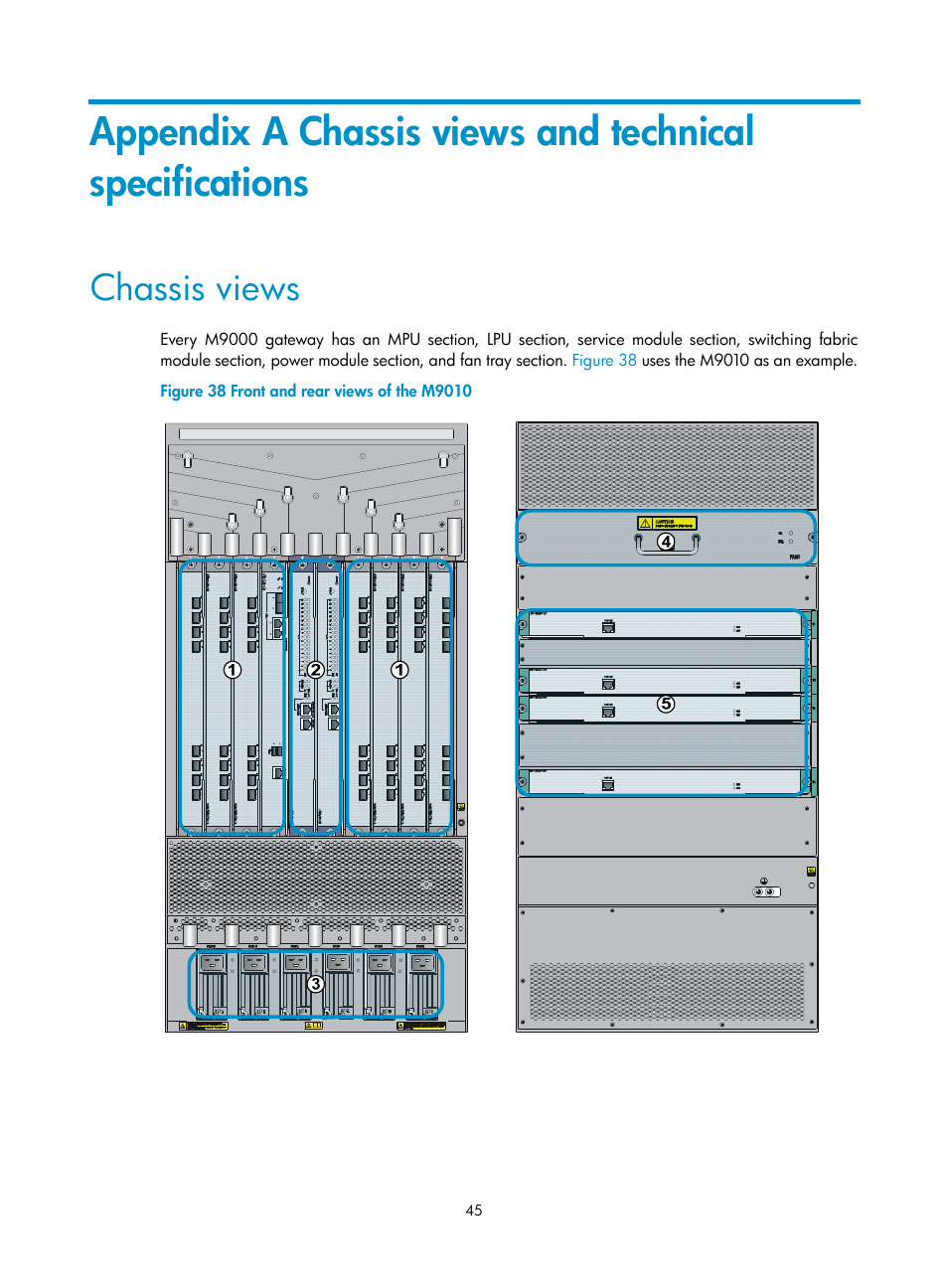Chassis views | H3C Technologies H3C SecPath M9000 Series User Manual | Page 53 / 98