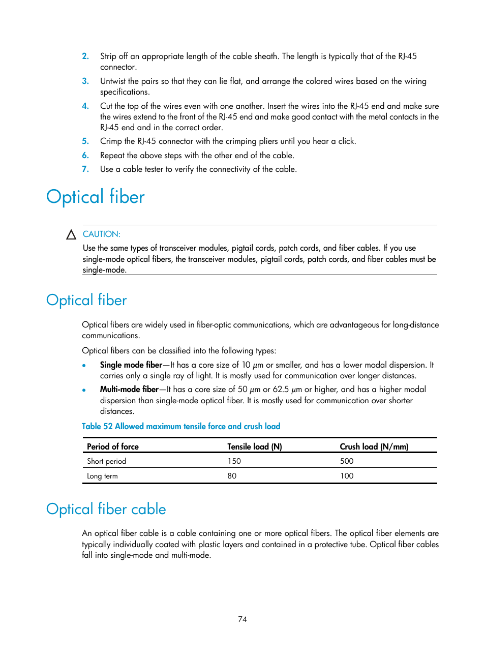 Optical fiber, Optical fiber cable | H3C Technologies H3C SecPath M9000 Series User Manual | Page 82 / 98