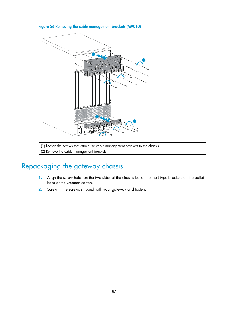 Repackaging the gateway chassis | H3C Technologies H3C SecPath M9000 Series User Manual | Page 95 / 98