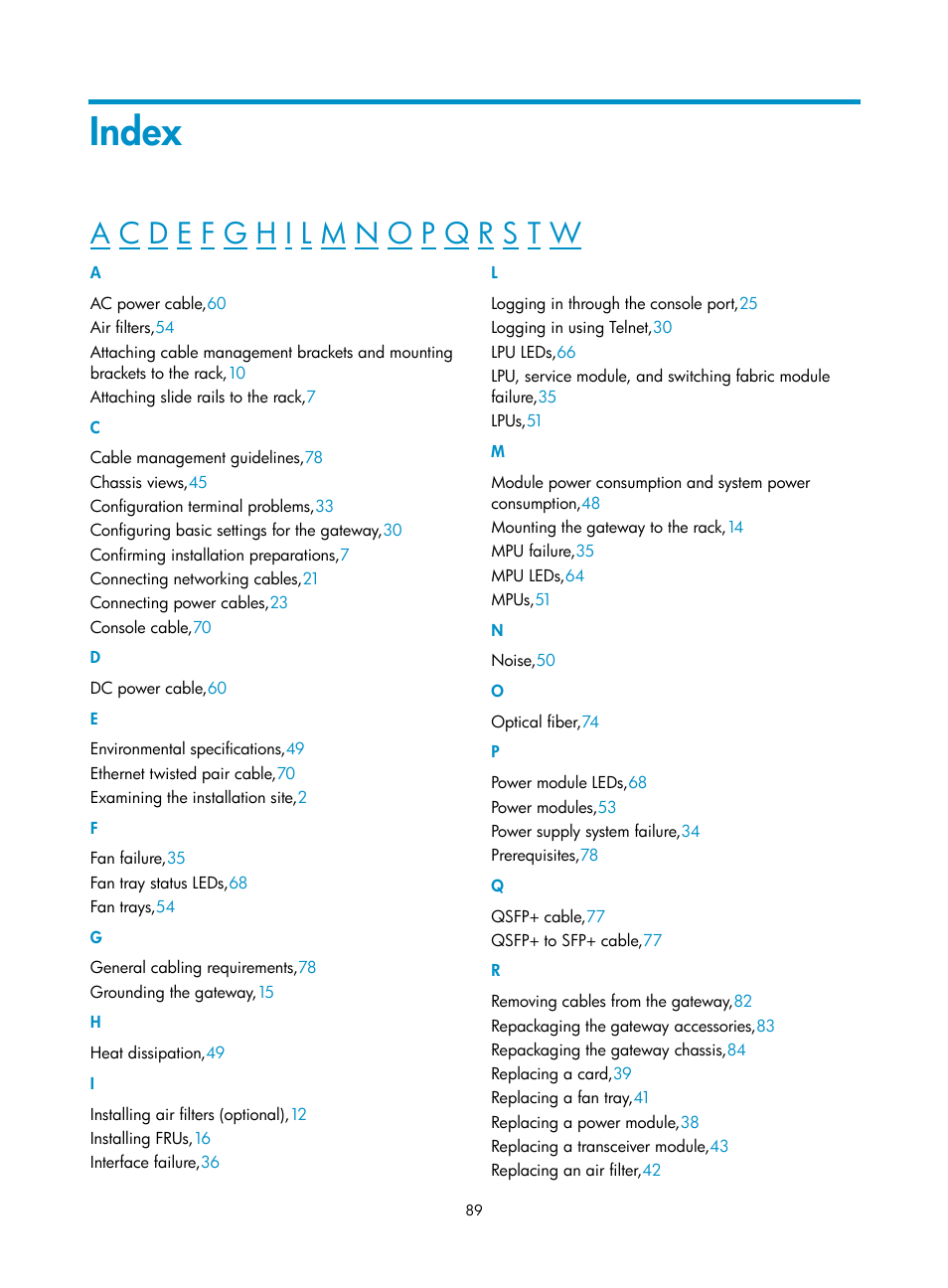 Index | H3C Technologies H3C SecPath M9000 Series User Manual | Page 97 / 98