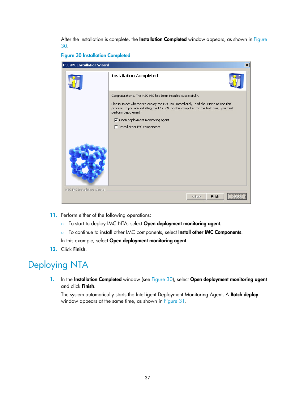 Deploying nta | H3C Technologies H3C Intelligent Management Center User Manual | Page 44 / 96