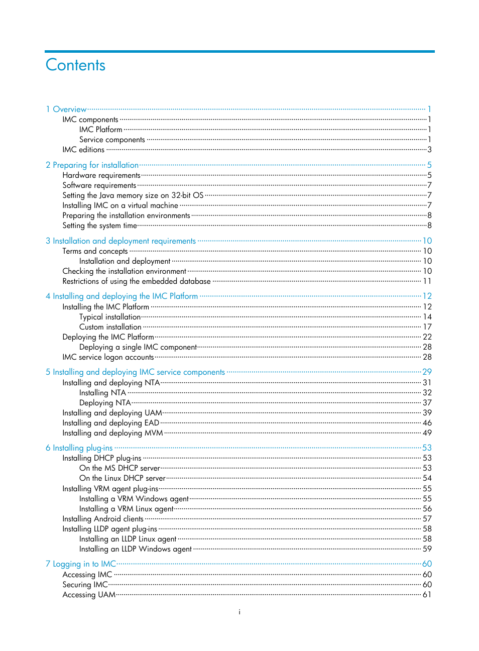 H3C Technologies H3C Intelligent Management Center User Manual | Page 6 / 96