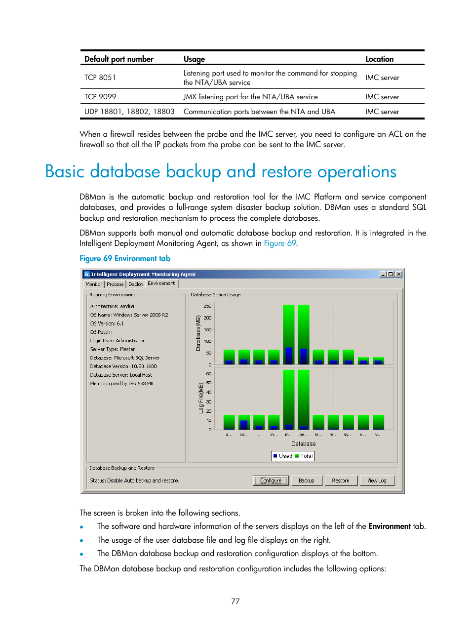 Basic database backup and restore operations, Basic, Database backup and restore operations | H3C Technologies H3C Intelligent Management Center User Manual | Page 84 / 96