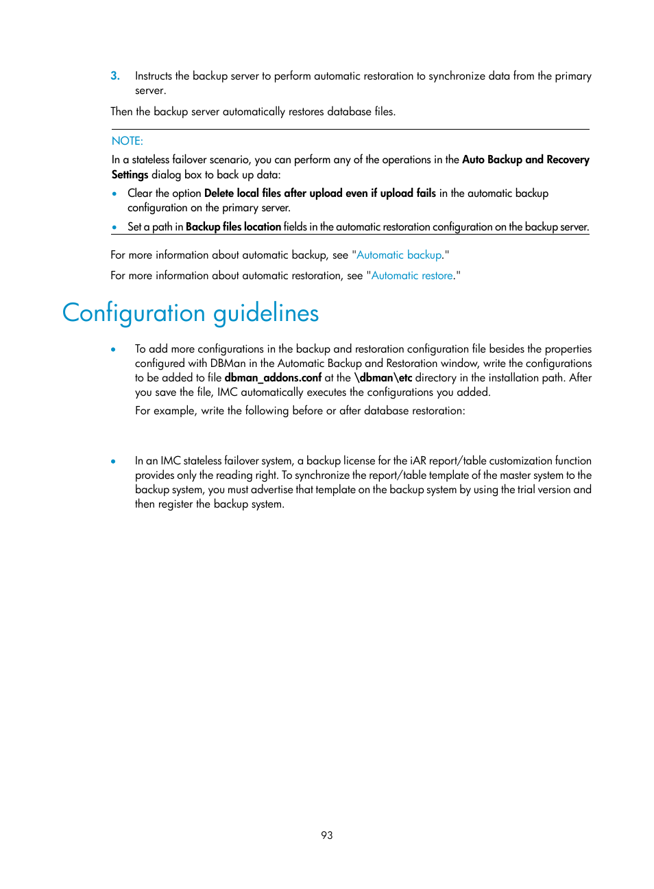 Configuration guidelines | H3C Technologies H3C Intelligent Management Center User Manual | Page 100 / 104