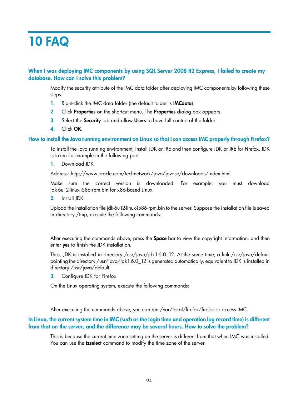 10 faq | H3C Technologies H3C Intelligent Management Center User Manual | Page 101 / 104