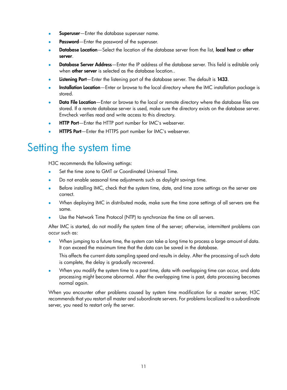 Setting the system time | H3C Technologies H3C Intelligent Management Center User Manual | Page 18 / 104