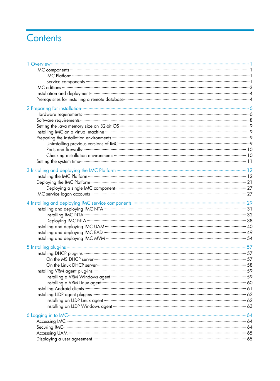 H3C Technologies H3C Intelligent Management Center User Manual | Page 6 / 104