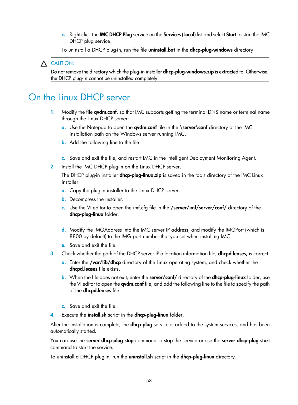 On the linux dhcp server | H3C Technologies H3C Intelligent Management Center User Manual | Page 65 / 104