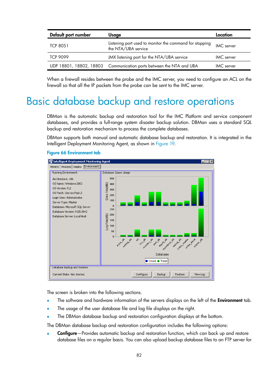 Basic database backup and restore operations, Basic, Database backup and restore operations | H3C Technologies H3C Intelligent Management Center User Manual | Page 89 / 104