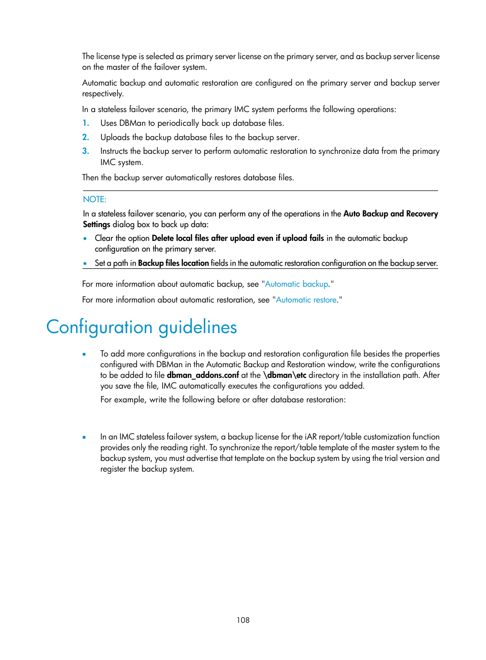 Configuration guidelines | H3C Technologies H3C Intelligent Management Center User Manual | Page 115 / 121