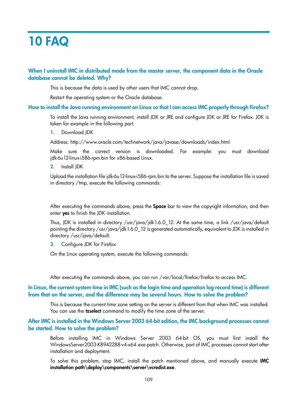 10 faq | H3C Technologies H3C Intelligent Management Center User Manual | Page 116 / 121