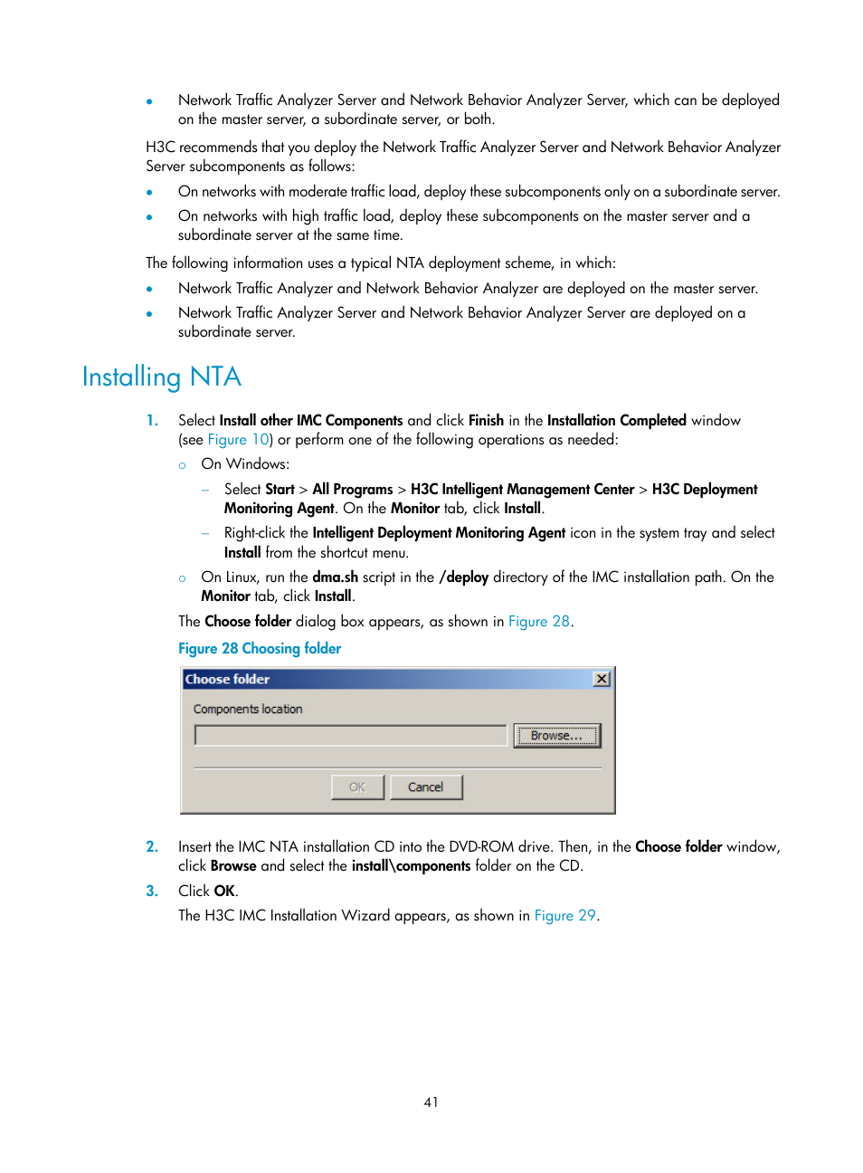 Installing nta | H3C Technologies H3C Intelligent Management Center User Manual | Page 48 / 121