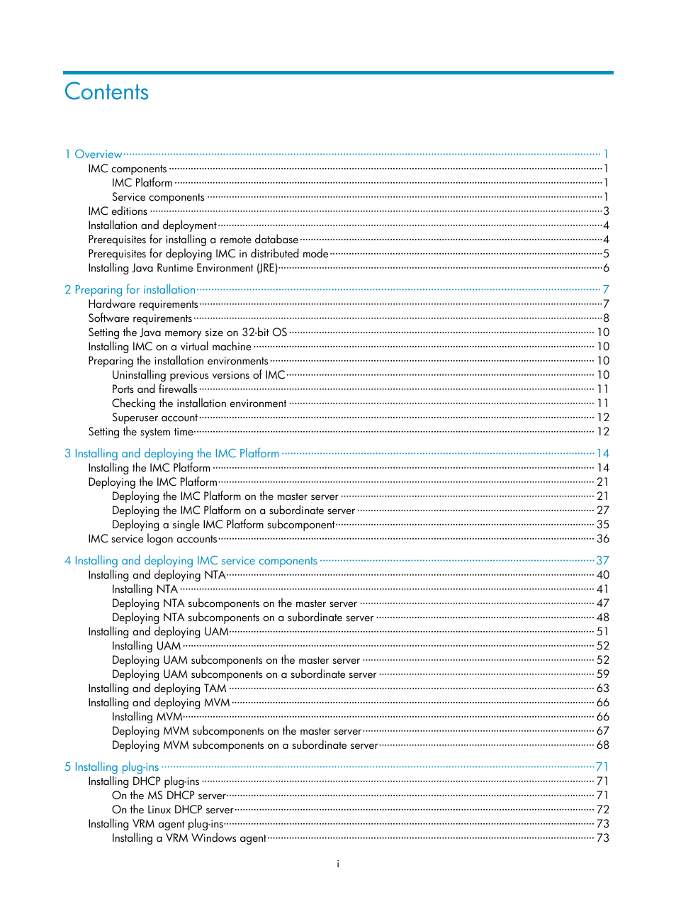 H3C Technologies H3C Intelligent Management Center User Manual | Page 6 / 121