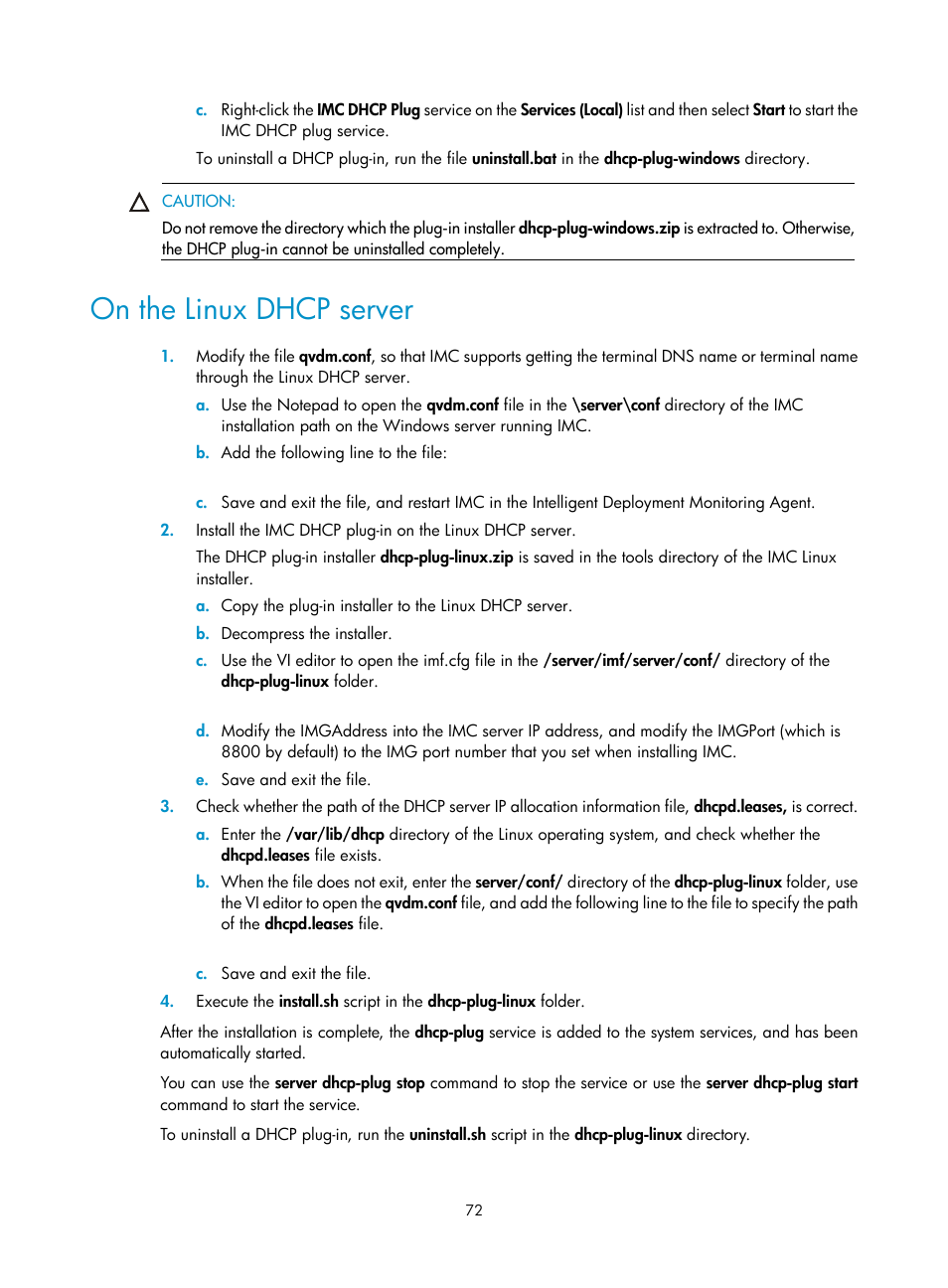 On the linux dhcp server | H3C Technologies H3C Intelligent Management Center User Manual | Page 79 / 121