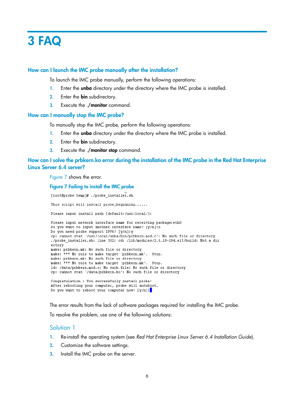 3 faq, How can i manually stop the imc probe, Solution 1 | H3C Technologies H3C Intelligent Management Center User Manual | Page 11 / 12
