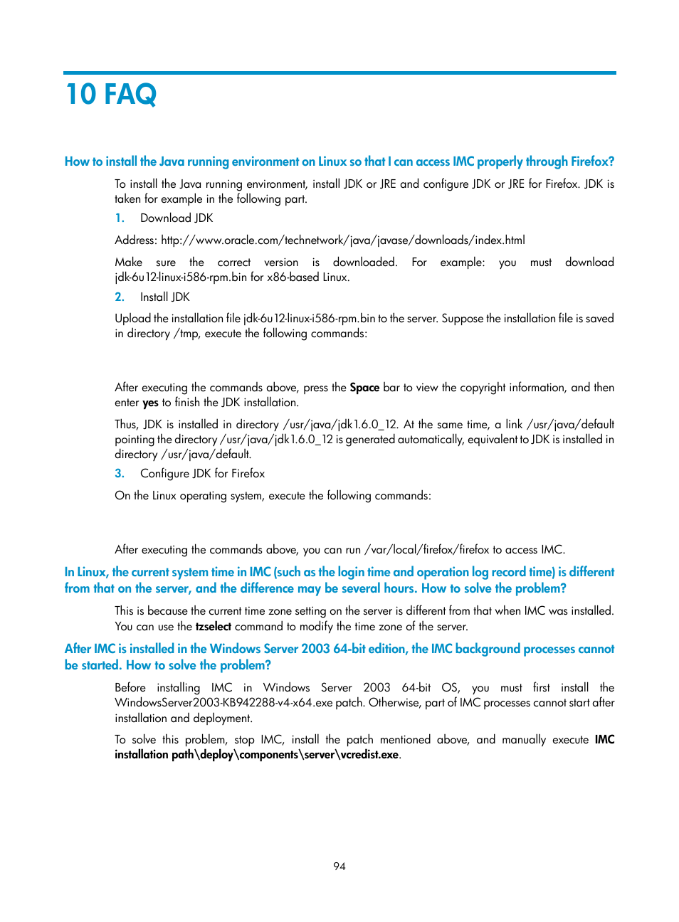 10 faq | H3C Technologies H3C Intelligent Management Center User Manual | Page 101 / 104