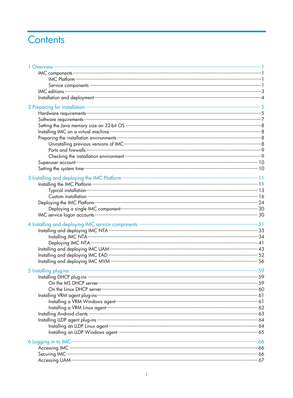 H3C Technologies H3C Intelligent Management Center User Manual | Page 6 / 104