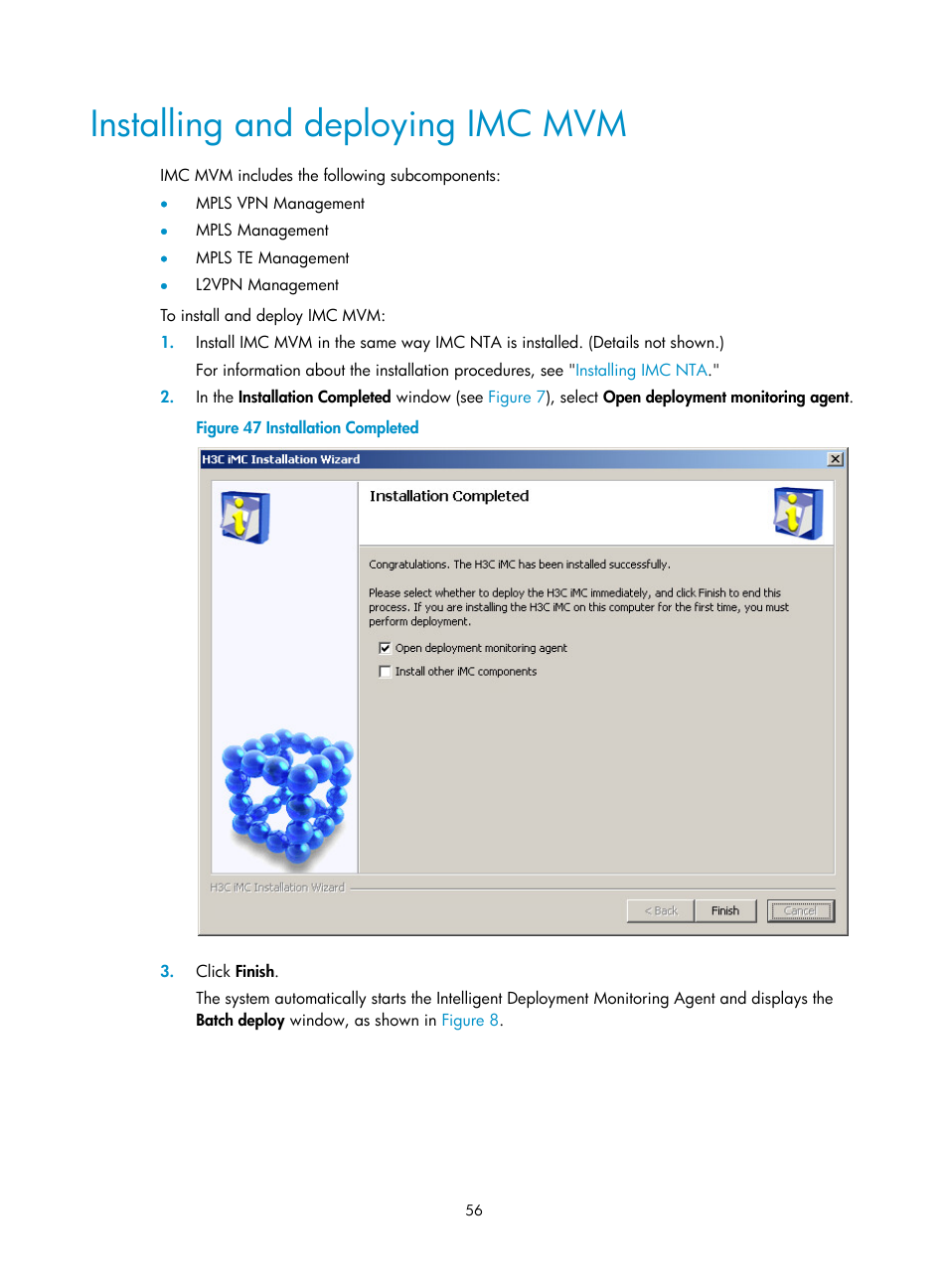 Installing and deploying imc mvm | H3C Technologies H3C Intelligent Management Center User Manual | Page 63 / 104