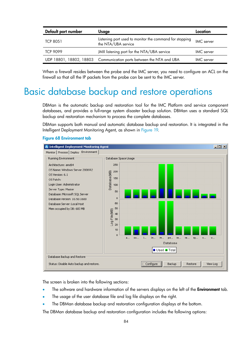 Basic database backup and restore operations | H3C Technologies H3C Intelligent Management Center User Manual | Page 91 / 104