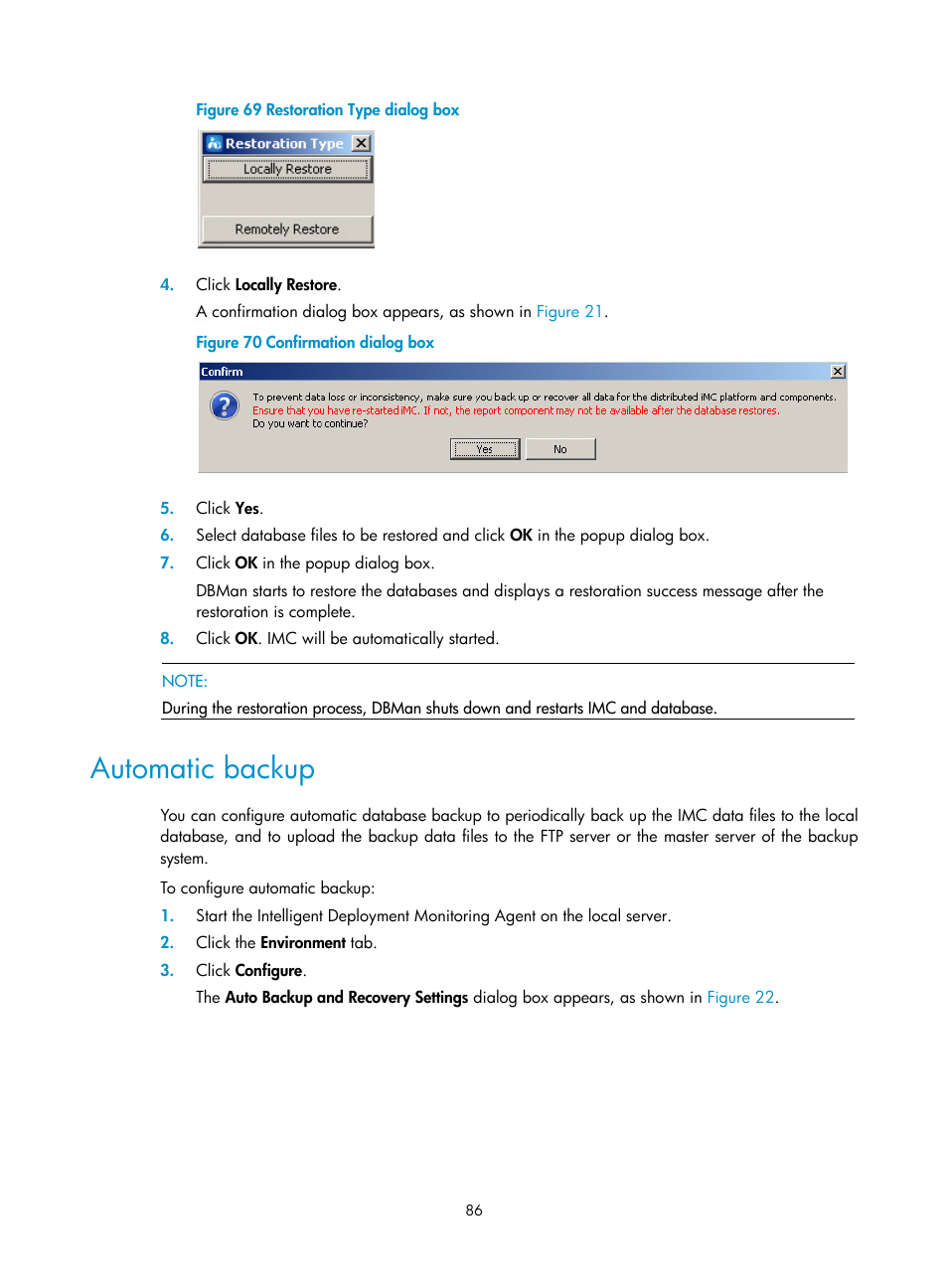 Automatic backup | H3C Technologies H3C Intelligent Management Center User Manual | Page 93 / 104