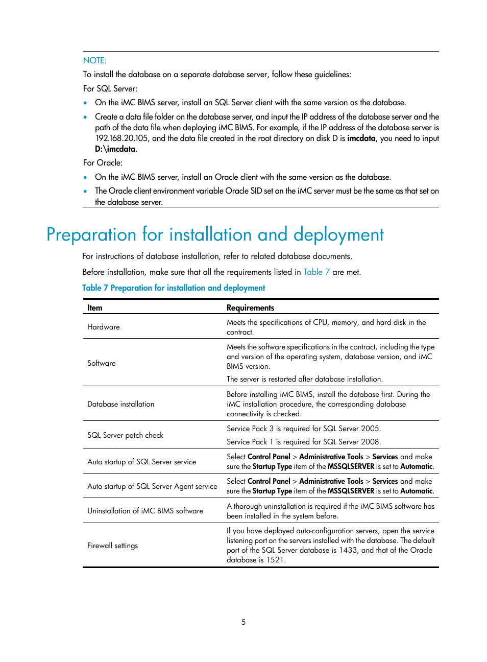 Preparation for installation and deployment | H3C Technologies H3C Intelligent Management Center User Manual | Page 10 / 50