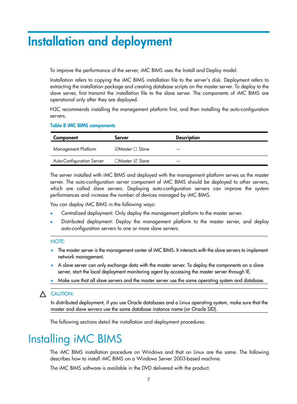 Installation and deployment, Installing imc bims | H3C Technologies H3C Intelligent Management Center User Manual | Page 12 / 50