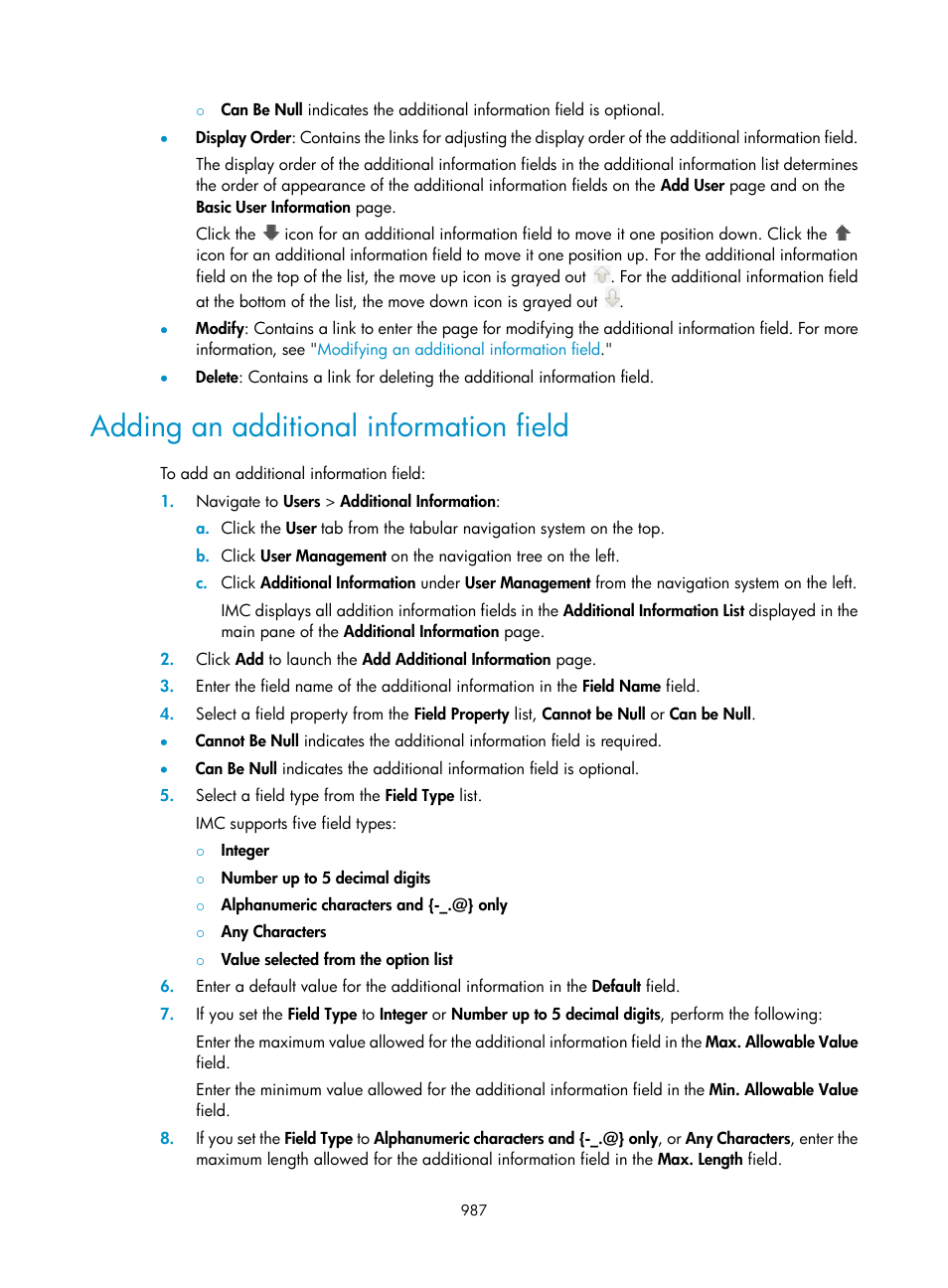 Adding an additional information field | H3C Technologies H3C Intelligent Management Center User Manual | Page 1001 / 1065