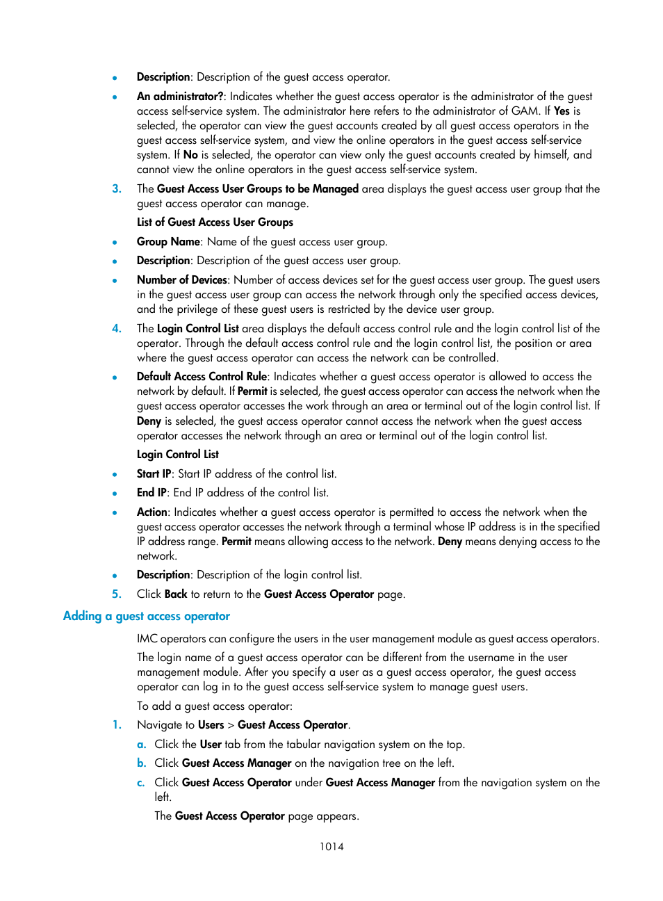 Adding a guest access operator | H3C Technologies H3C Intelligent Management Center User Manual | Page 1028 / 1065