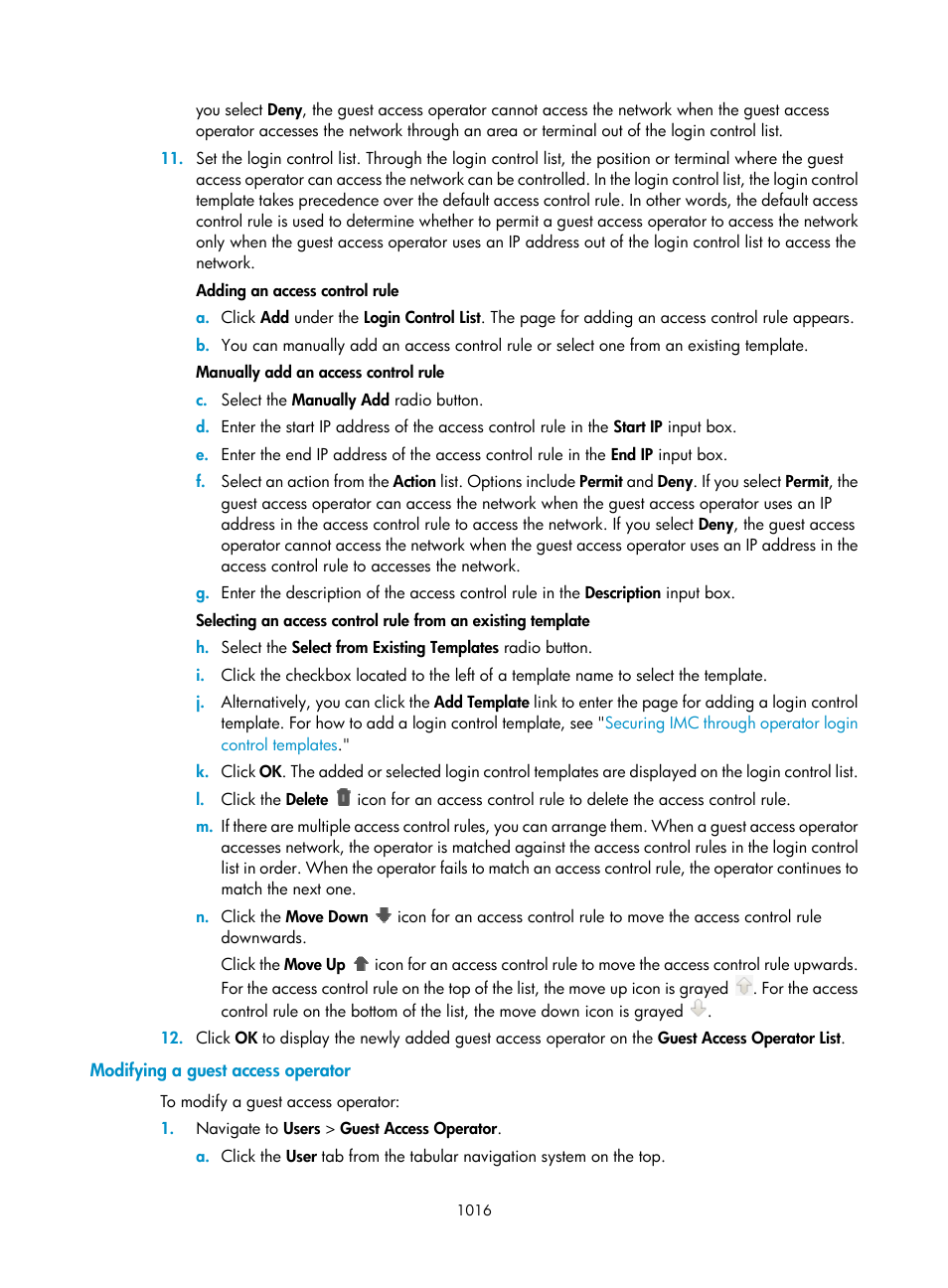 Modifying a guest access operator | H3C Technologies H3C Intelligent Management Center User Manual | Page 1030 / 1065