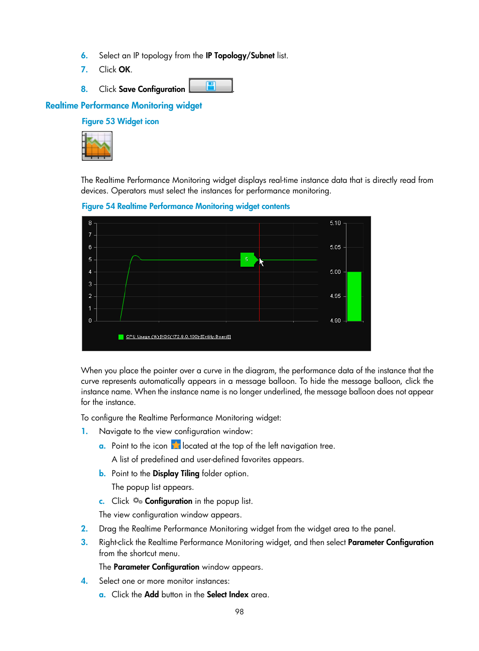 Realtime performance monitoring widget | H3C Technologies H3C Intelligent Management Center User Manual | Page 112 / 1065